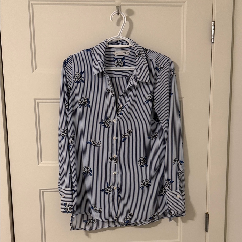 Vineyard Vines Men's Blue Floral Striped Shirt